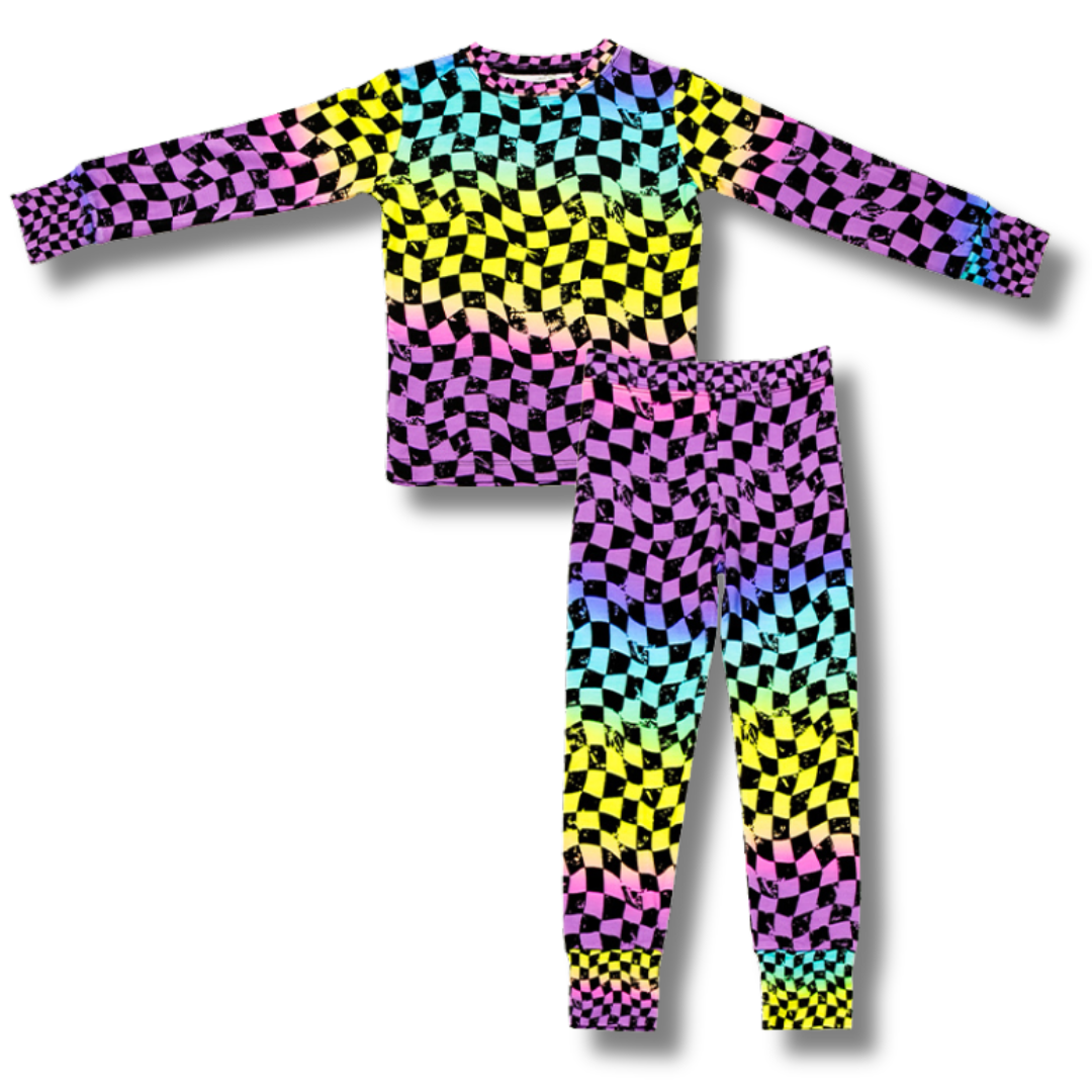 Rainbow Checker 2 Piece Pajamas Strictly Wild