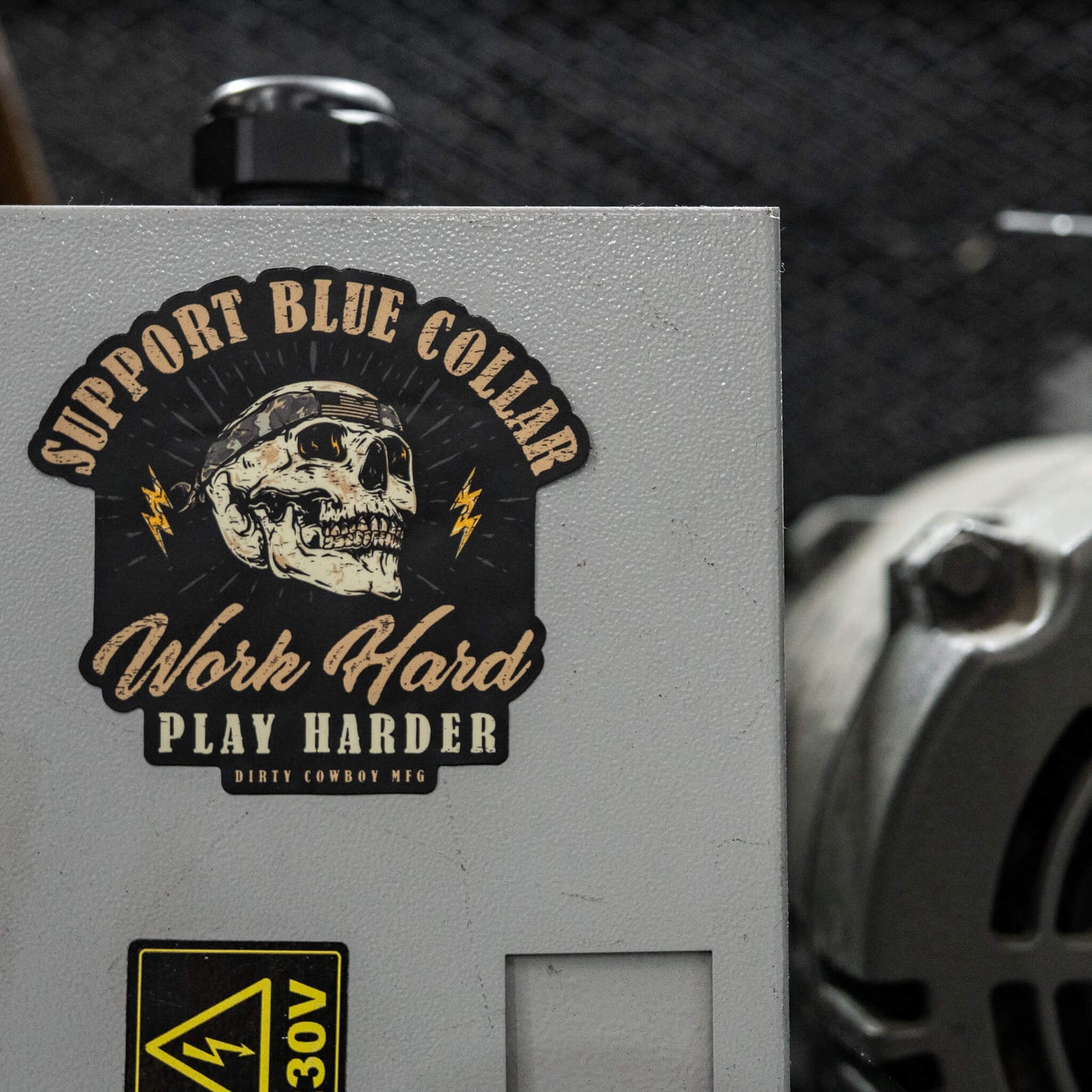 Work Hard Play Harder Blue Collar Decal DIRTY COWBOY MFG
