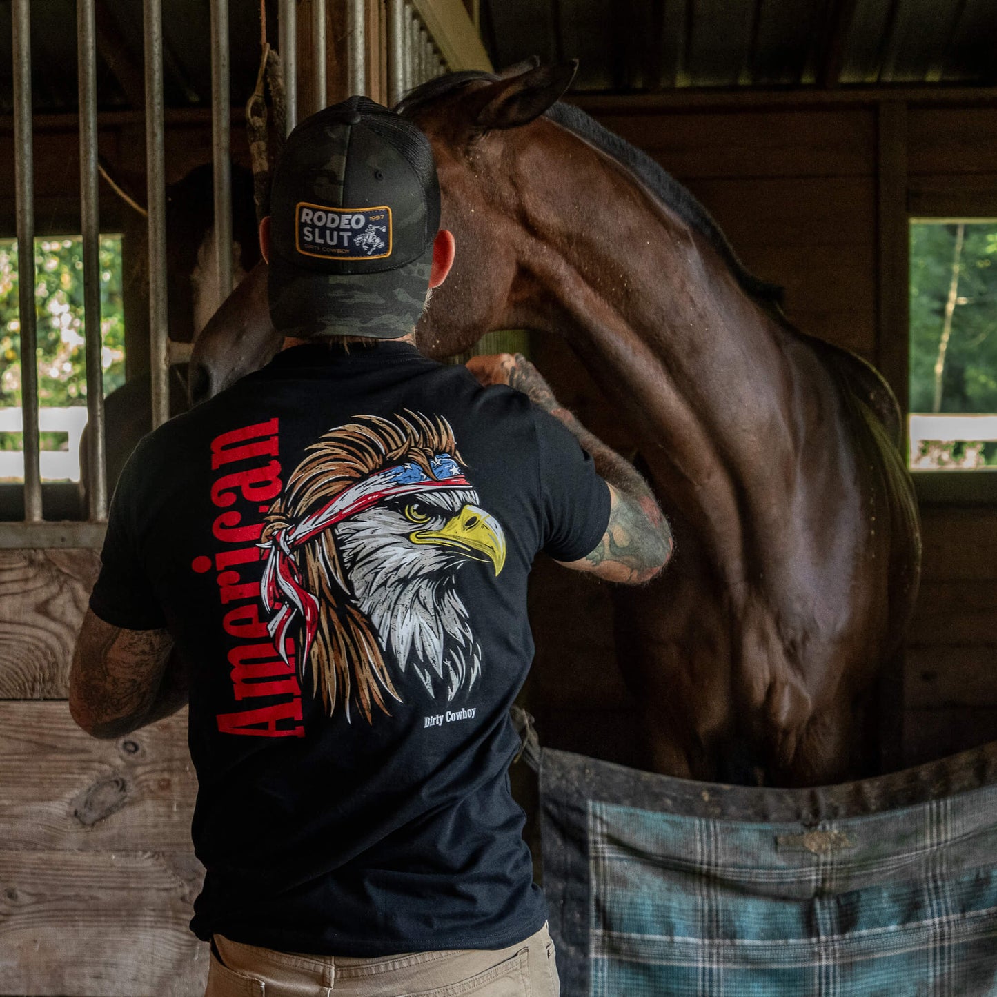 American Eagle Patriotic Men's T-Shirt DIRTY COWBOY MFG
