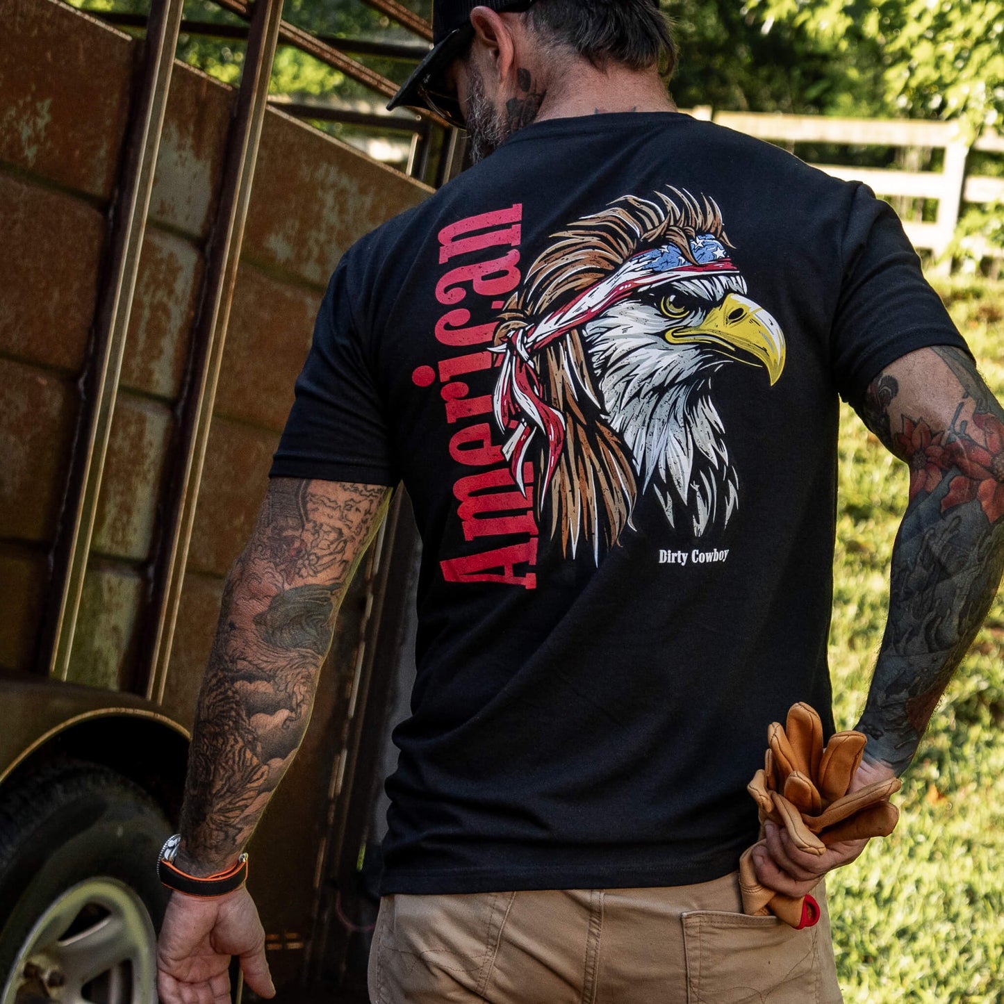 American Eagle Patriotic Men's T-Shirt DIRTY COWBOY MFG