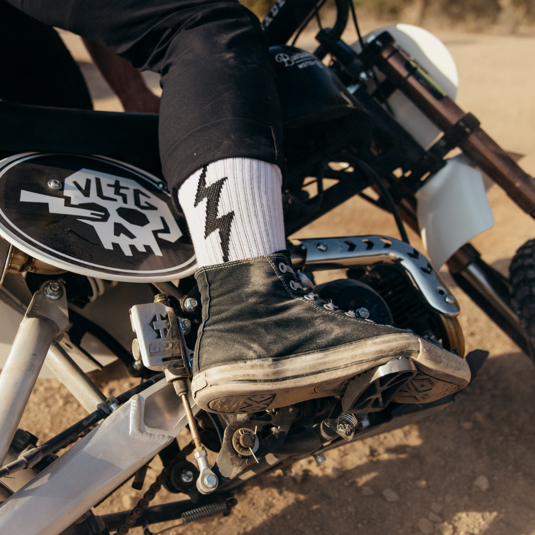 White VOLT Lucky Cotton Crew Socks VOLTAGE LTD