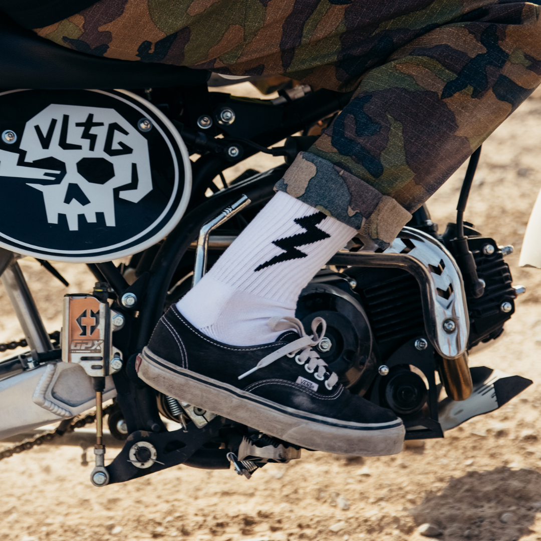 White VOLT Lucky Cotton Crew Socks VOLTAGE LTD