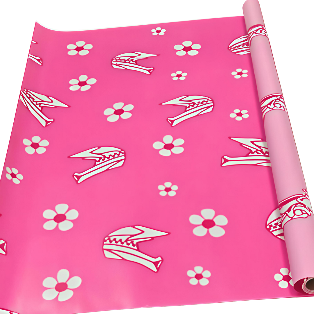 Moto Girl & Pink Helmet / Double Sided 32 FT Wrapping Paper (DO NOT ORDER WITH ANYTHING BUT CROC CHARMS, STICKERS, OR UMBRELLAS!!!)