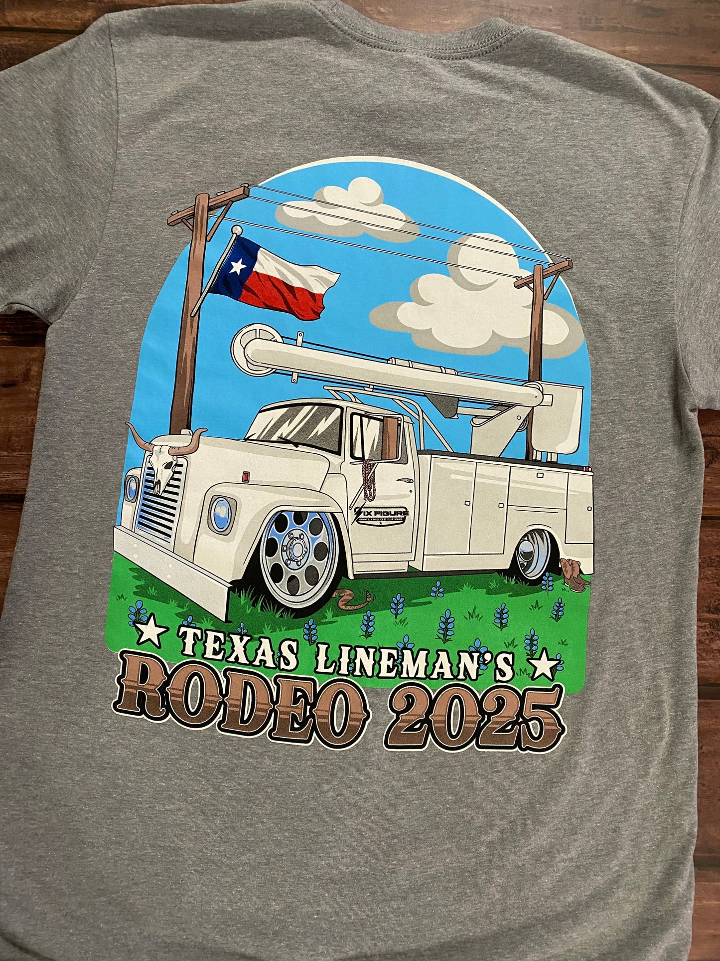 2025 Texas Lineman Rodeo T-Shirt Six Figure Line Gear