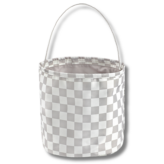 Neutral Checker Fabric Basket Strictly Wild