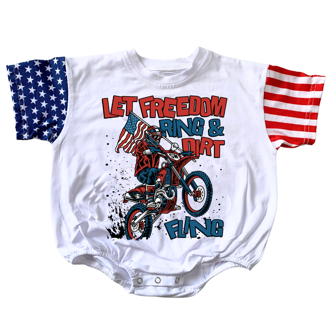 Let Freedom Ring & Dirt Fling T-Shirt Romper Strictly Wild