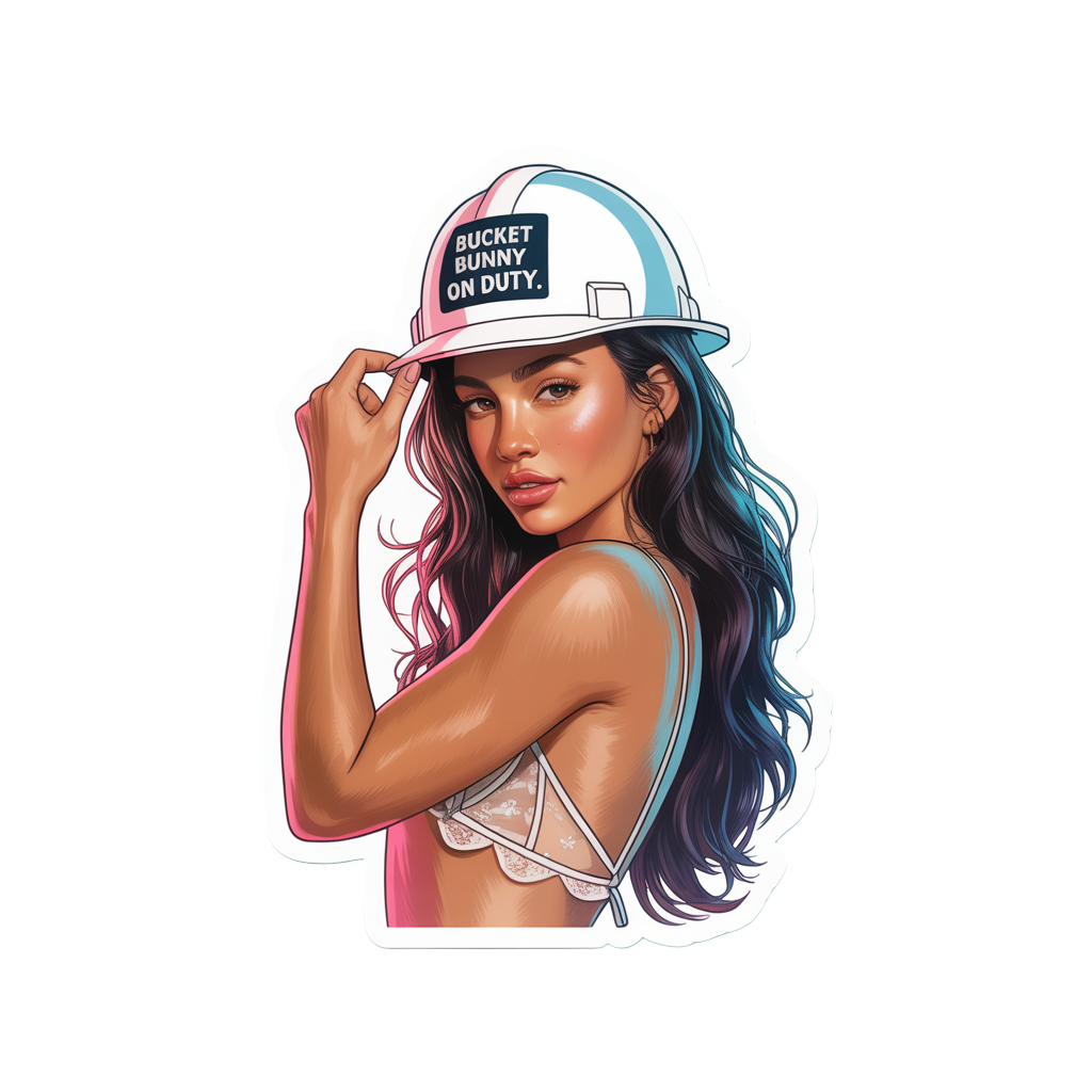 Bucket bunny hard hat sticker