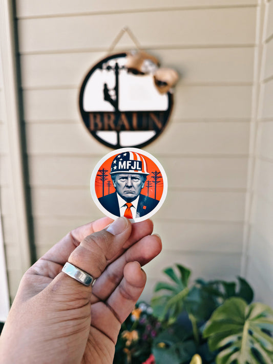 TRUMP MFJL hard hat sticker Rustic Voltage Co