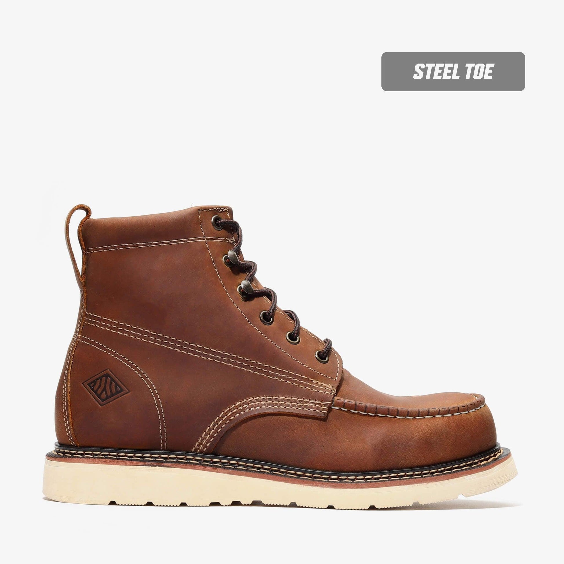 FRONTIER CLASSIC 6" MOC TOE (STEEL TOE) CRAZY BROWN Bonanza Boots