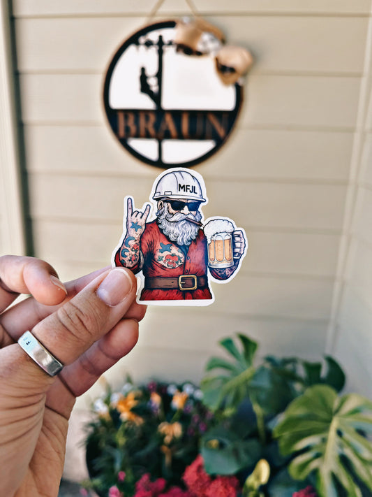 LINEMAN SANTA hard hat sticker Rustic Voltage Co