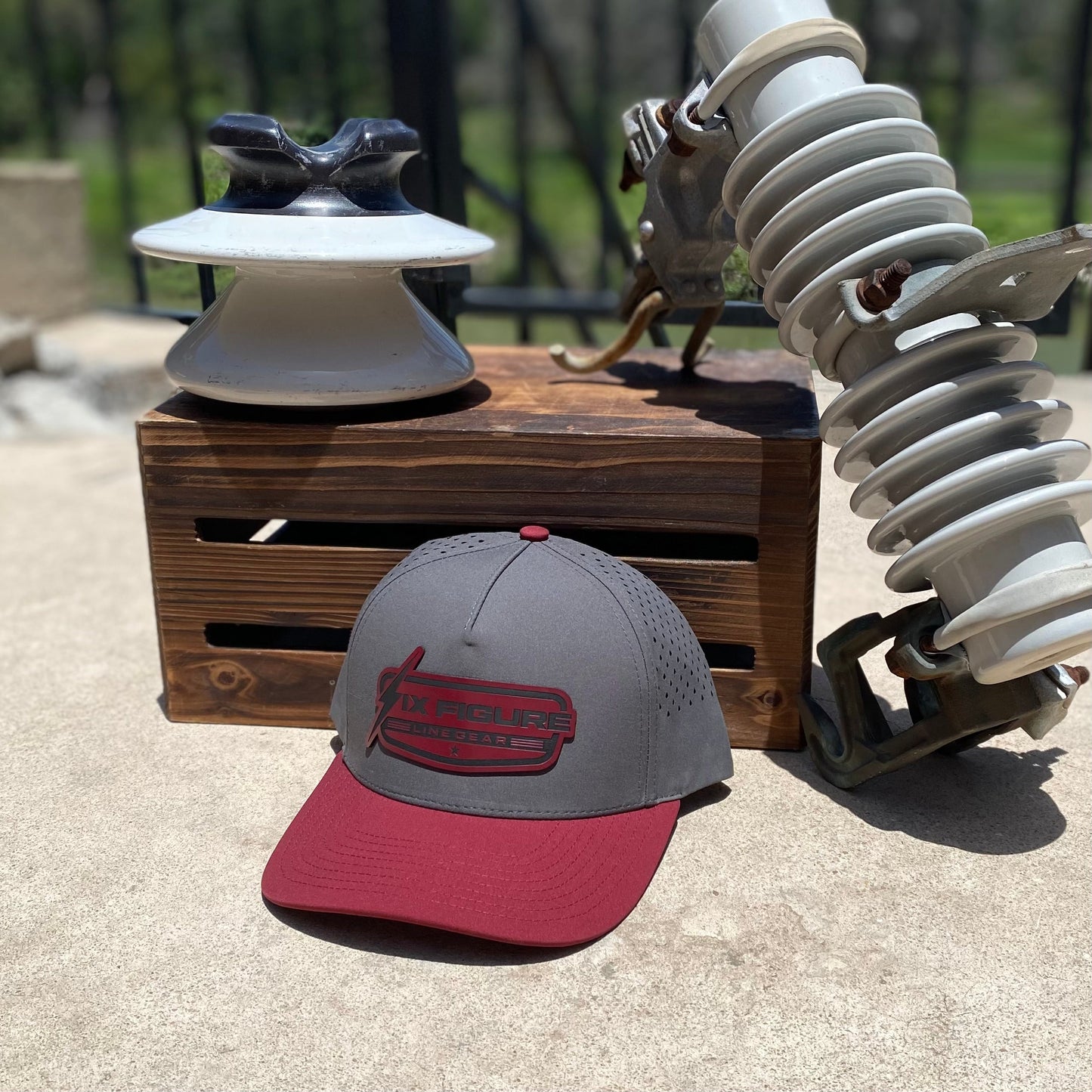 Charcoal & Maroon Dura-Bull Hat Six Figure Line Gear