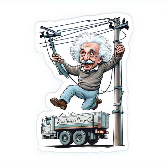 Albert Einstein power lines sticker