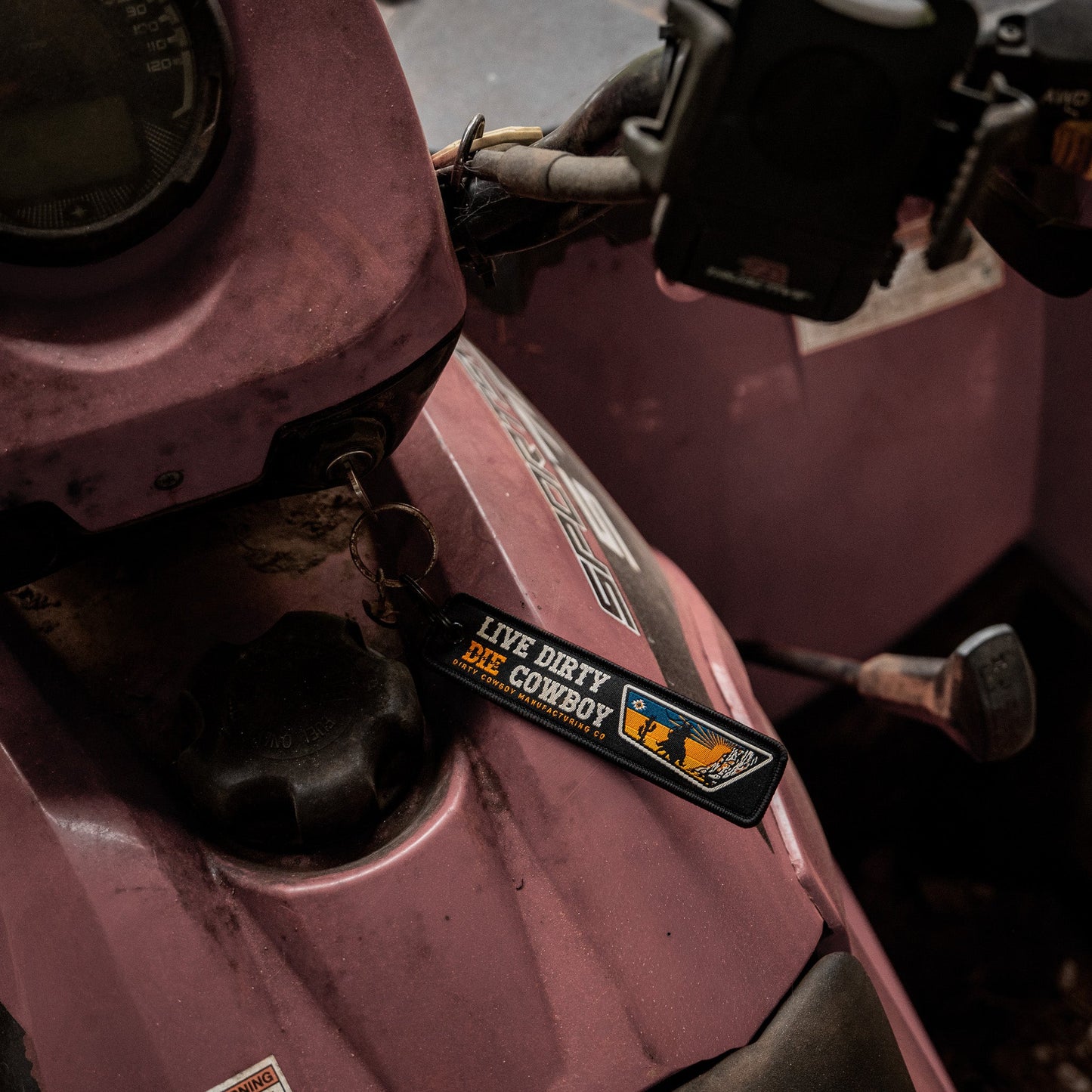 Live Dirty. Die Cowboy. Flight Keychain