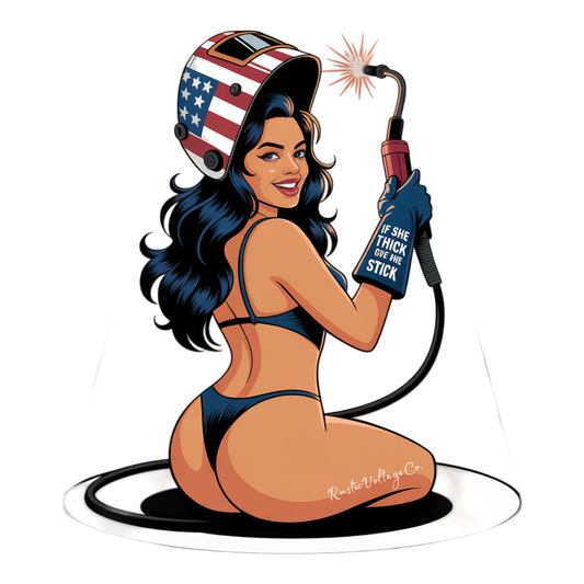IF SHE THICK, give her the STICK sticker Rustic Voltage Co