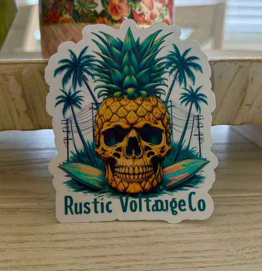 Pineapple skull sticker