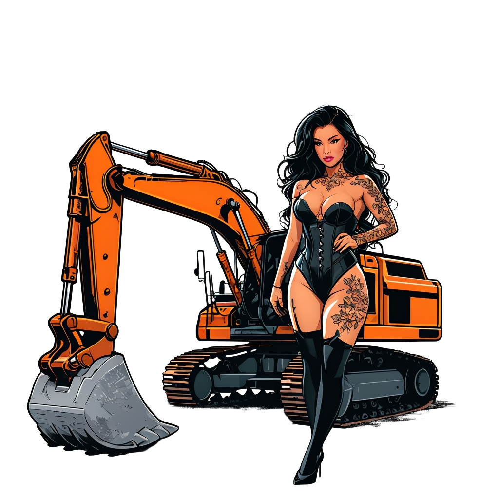 Heavy equipment, in the front & back sticker