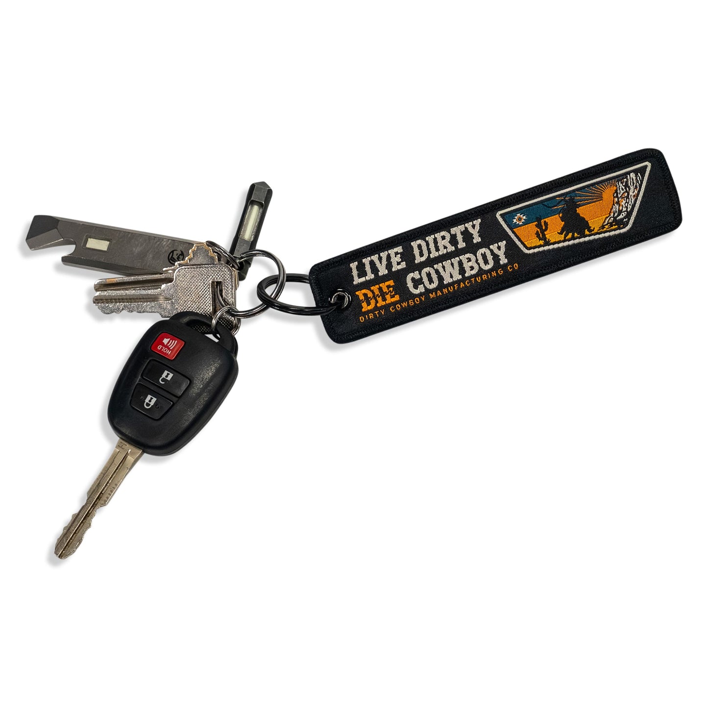 Live Dirty. Die Cowboy. Flight Keychain