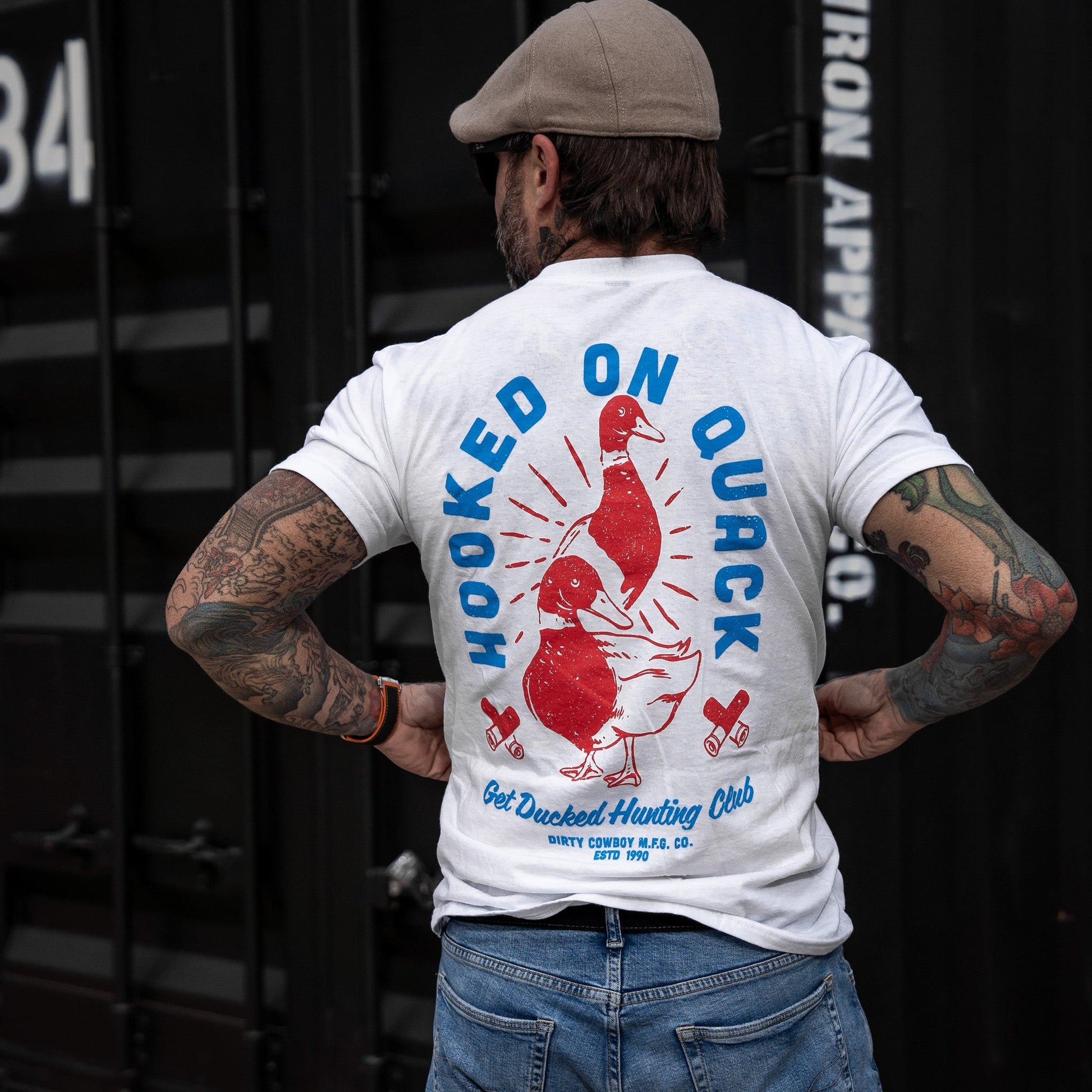 Hooked On Quack Duck Hunting Club Men's T-Shirt DIRTY COWBOY MFG