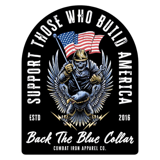Support Those Who Build America- Back The Blue Collar Decal DIRTY COWBOY MFG