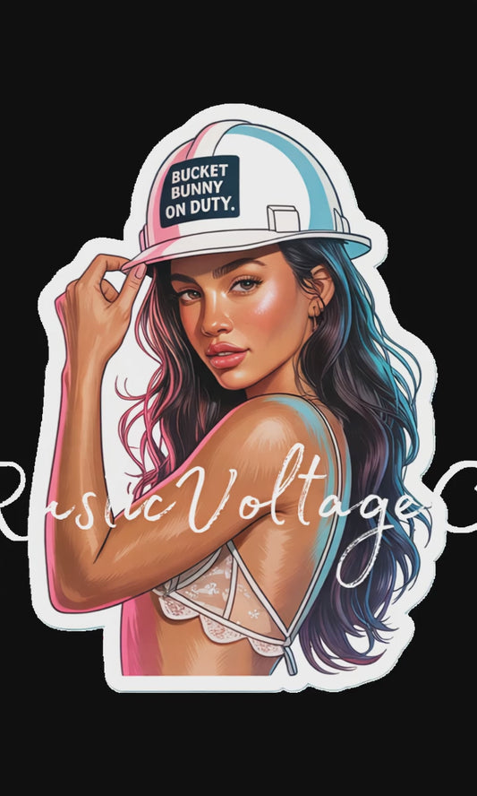 Bucket bunny hard hat sticker